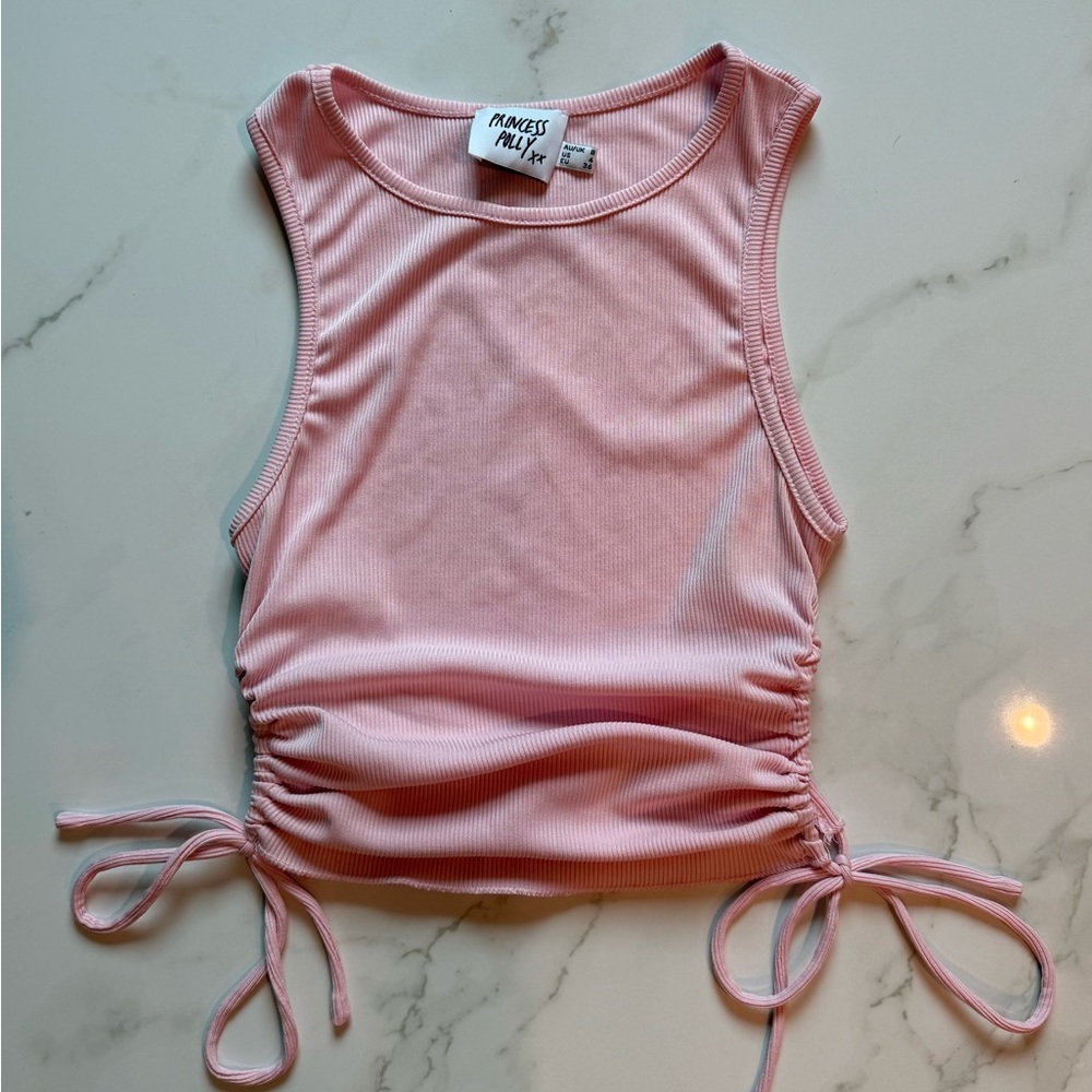 Princess Polly Pink Ribbed Tank Top